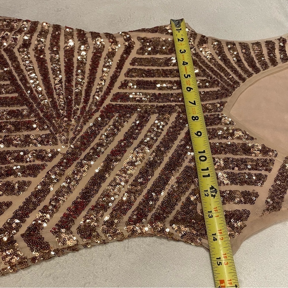 Black Label Gold Sequin Mini Dress – Modern Gatsby Glam | Size Small - Picture 15 of 16
